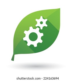 Illustration of an isolated leaf icon with gears