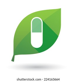 Illustration of an isolated leaf icon with a pill