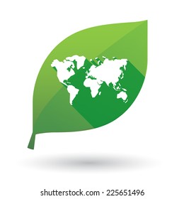 Illustration of an isolated leaf icon with a world map