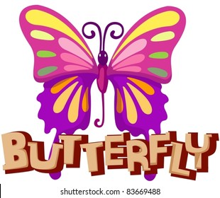 illustration of isolated letter of butterfly on white background