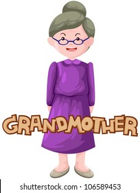 illustration of isolated letter of grandmother on white