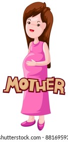 illustration of isolated letter of mother on white background