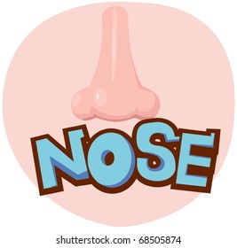 illustration of isolated letter of nose on white background