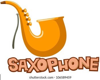 illustration of isolated letter of saxophone on white