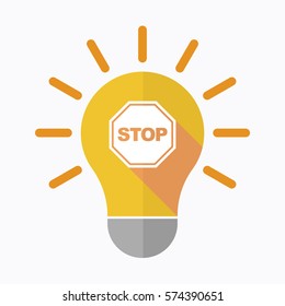 Illustration of an isolated light bulb with  a stop signal