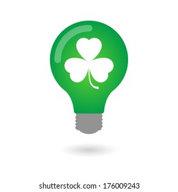 Illustration of an isolated  lightbulb  with a clover icon