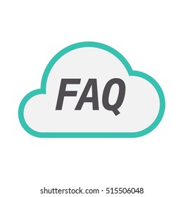 Illustration of an isolated line art cloud icon with    the text FAQ