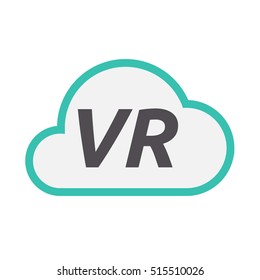 Illustration of an isolated line art cloud icon with    the virtual reality acronym VR