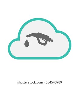 Illustration of an isolated line art cloud with  a gas hose icon