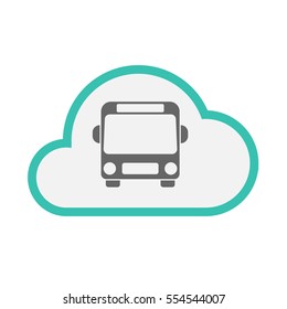 Illustration of an isolated line art cloud with  a bus icon