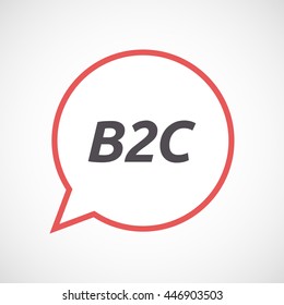 Illustration of an isolated line art comic balloon icon with    the text B2C