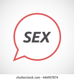 Illustration of an isolated line art comic balloon icon with    the text SEX