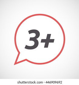 Illustration of an isolated line art comic balloon icon with    the text 3+
