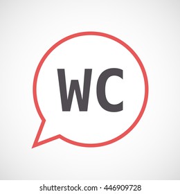 Illustration of an isolated line art comic balloon icon with    the text WC