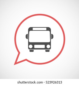 Illustration of an isolated line art comic balloon with  a bus icon
