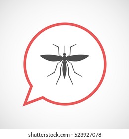 Illustration of an isolated line art comic balloon with  a mosquito