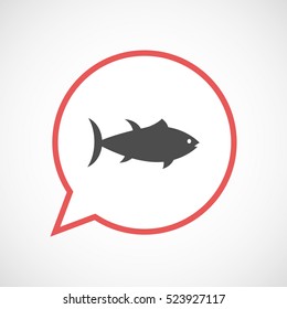 Illustration of an isolated line art comic balloon with  a tuna fish