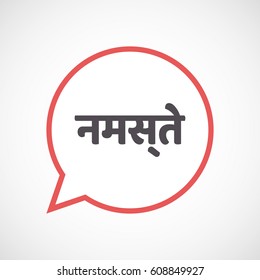 Illustration of an isolated line art comic balloon with  the text Hello in the hindi language