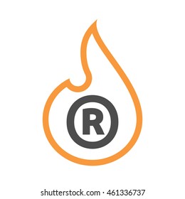 Illustration of an isolated line art flame with    the registered trademark symbol