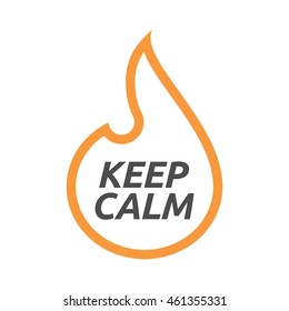 Illustration of an isolated line art flame with    the text KEEP CALM