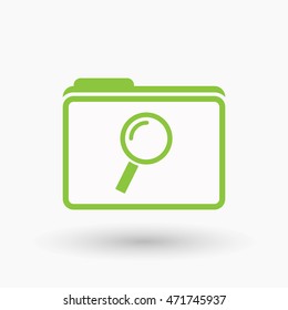 Illustration of an isolated  line art folder icon with a magnifier