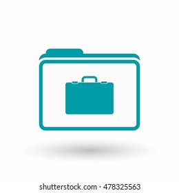 Illustration of an isolated  line art  folder icon with  a briefcase