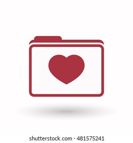 Illustration of an isolated line art  folder icon with a heart