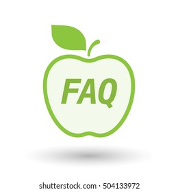 Illustration of an isolated line art fresh apple fruit icon with    the text FAQ