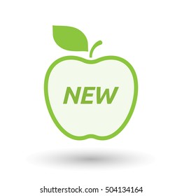Illustration of an isolated line art fresh apple fruit icon with    the text NEW