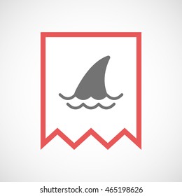 Illustration of an isolated line art ribbon icon with a shark fin