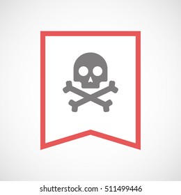 Illustration Of An Isolated Line Art Ribbon Icon With A Skull