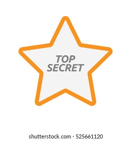 Illustration of an isolated line art star icon with    the text TOP SECRET