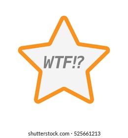 Illustration of an isolated line art star icon with    the text WTF!?