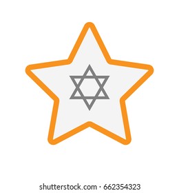 Illustration of an isolated line art star with a David star