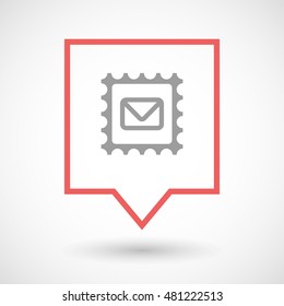 Illustration of an isolated line art tooltip icon with  a mail stamp sign