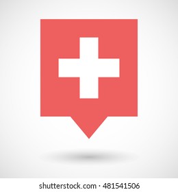 Illustration of an isolated line art tooltip icon with   the Swiss flag