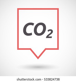 Illustration of an isolated line art tooltip with    the text CO2