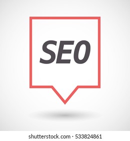 Illustration of an isolated line art tooltip with    the text SEO