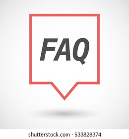Illustration of an isolated line art tooltip with    the text FAQ