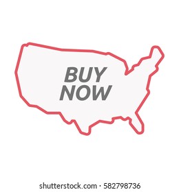 Illustration of an isolated line art United States of America map with    the text BUY NOW