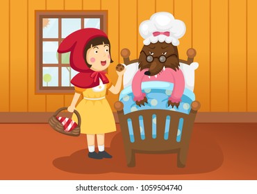illustration of isolated little Red Riding Hood fairy tale vector