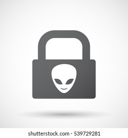 Illustration of an isolated lock pad with an alien face