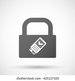Illustration of an isolated lock pad icon with  a dataphone icon