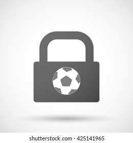 Illustration of an isolated lock pad icon with  a soccer ball