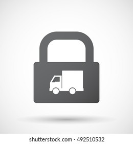 Illustration of an isolated lock pad icon with a  delivery truck