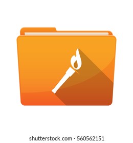 Illustration of an isolated long shadow folder with  a torch icon