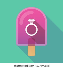Illustration of an isolated long shadow ice cream with an engagement ring