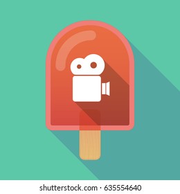 Illustration of an isolated long shadow ice cream with a film camera
