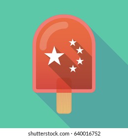 Illustration of an isolated long shadow ice cream with  the five stars china flag symbol