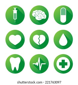 Illustration of an isolated long shadow icon set